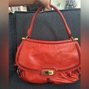 Coach Chelsea Flagship Red Leather Large Satchel Shoulder Bag